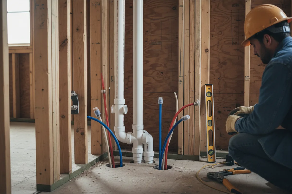 Drain and supply rough-in during Garbage Disposal Repair in Long Beach